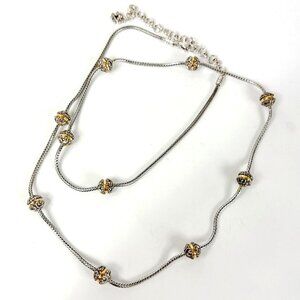 Brighton Mixed Metal 9 Station Chain Necklace Silver Gold